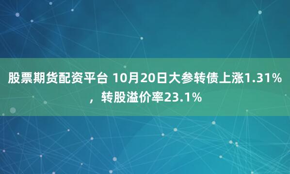 股票期货配资平台 10月20日大参转债上涨1.31%，转股溢价率23.1%