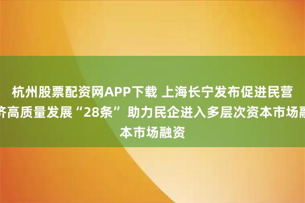 杭州股票配资网APP下载 上海长宁发布促进民营经济高质量发展“28条” 助力民企进入多层次资本市场融资